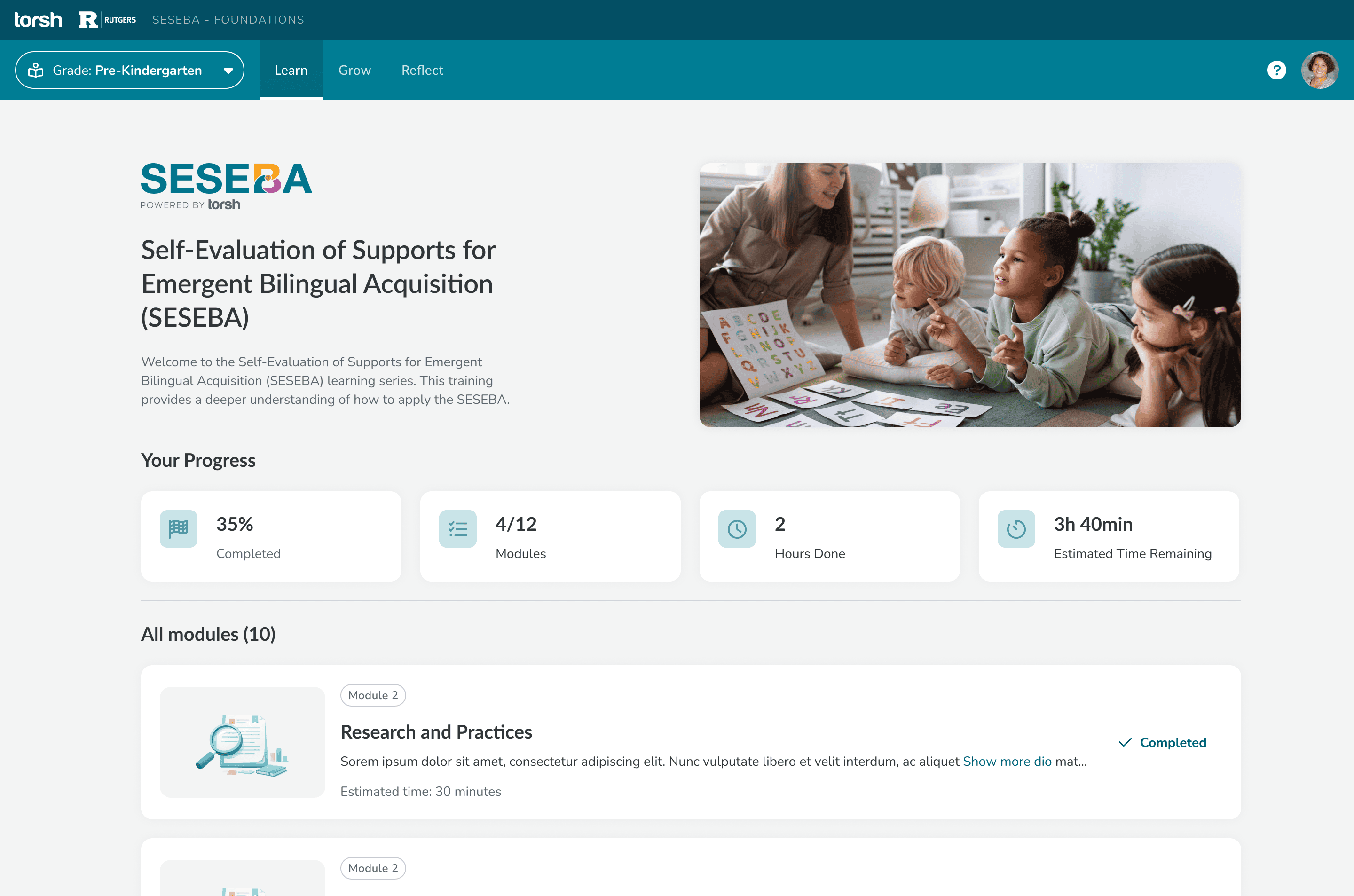 SESEBA platform screenshot